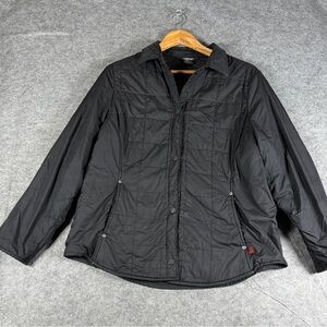 Woolrich Black‎ Quilted Jacket Size Large Lightweight Snap Front Style 2305